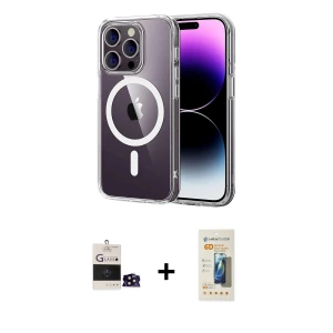 ieg™ iPhone 14 Pro Max Kılıf Ahenk Minimal Serisi - Siyah 6D Mat Seramik Hayalet Nano Ekran Koruyucu + Bilvis Titan Kamera Lens - SH