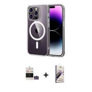 ieg™ iPhone 14 Pro Max Kılıf Ahenk Minimal Serisi - Siyah Bilvis 3D Mat Cam Ekran Koruyucu + Bilvis Titan Kamera Lens - GD