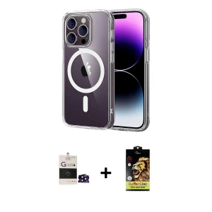 ieg™ iPhone 14 Pro Max Kılıf Ahenk Minimal Serisi - Siyah Buffer Cam Ekran Koruyucu + Bilvis Titan Kamera Lens - SH