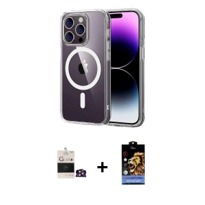 ieg™ iPhone 14 Pro Max Kılıf Ahenk Minimal Serisi - Siyah Buffer Hayalet Cam Ekran Koruyucu + Bilvis Titan Kamera Lens - GD