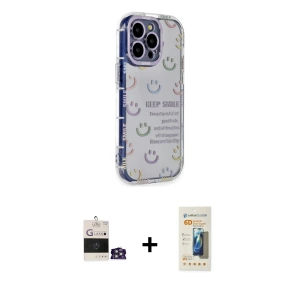 ieg™ iPhone 14 Pro Max Kılıf Ahenk Modern Serisi - Siyah 6D Mat Seramik Hayalet Nano Ekran Koruyucu + Bilvis Titan Kamera Lens - GS