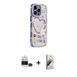 ieg™ iPhone 14 Pro Max Kılıf Ahenk Modern Serisi - Siyah Bilvis 3D Mat Cam Ekran Koruyucu + Bilvis Titan Kamera Lens - SH