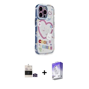 ieg™ iPhone 14 Pro Max Kılıf Ahenk Modern Serisi - Siyah Bilvis 5in1 3D Magic Cam Ekran Koruyucu + Bilvis Titan Kamera Lens - GS
