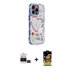 ieg™ iPhone 14 Pro Max Kılıf Ahenk Modern Serisi - Siyah Buffer Cam Ekran Koruyucu + Bilvis Titan Kamera Lens - SH