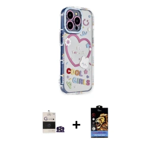 ieg™ iPhone 14 Pro Max Kılıf Ahenk Modern Serisi - Siyah Buffer Hayalet Cam Ekran Koruyucu + Bilvis Titan Kamera Lens - GS