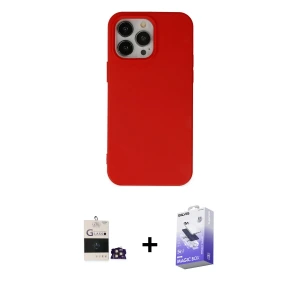 ieg™ iPhone 14 Pro Max Kılıf Ahenk Serisi - Siyah Bilvis 5in1 5D Magic Hayalet Cam Ekran Koruyucu + Bilvis Titan Kamera Lens - GD