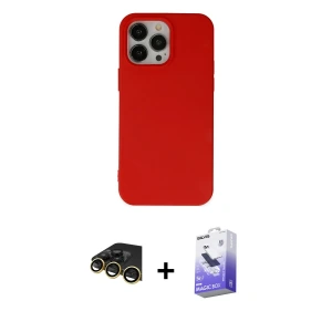 ieg™ iPhone 14 Pro Max Kılıf Ahenk Serisi - Siyah Bilvis 5in1 5D Magic Hayalet Cam Ekran Koruyucu + Raze Metal Kamera Lens - GD