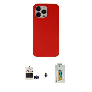 ieg™ iPhone 14 Pro Max Kılıf Ahenk Serisi - Siyah Polymer Nano Ekran Koruyucu + Bilvis Titan Kamera Lens - SH