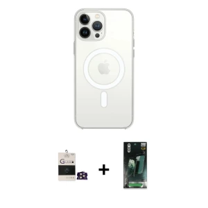 ieg™ iPhone 14 Pro Max Kılıf Ahenk Yansıma Prime - Şeffaf 360 Full Body Arka Koruyucu + Bilvis Titan Kamera Lens - GD