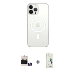 ieg™ iPhone 14 Pro Max Kılıf Ahenk Yansıma Prime - Şeffaf Pasifik Cam Ekran Koruyucu + Bilvis Titan Kamera Lens - DNMR