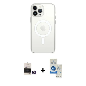ieg™ iPhone 14 Pro Max Kılıf Ahenk Yansıma Prime - Şeffaf Royal Nano Ekran Koruyucu + Bilvis Titan Kamera Lens - SH