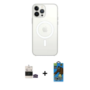 ieg™ iPhone 14 Pro Max Kılıf Ahenk Yansıma Prime - Siyah 18D Cam Ekran Koruyucu + Bilvis Titan Kamera Lens - GD