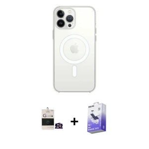 ieg™ iPhone 14 Pro Max Kılıf Ahenk Yansıma Prime - Siyah Bilvis 5in1 5D Magic Hayalet Cam Ekran Koruyucu + Bilvis Titan Kamera Lens - GD