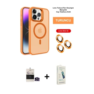 ieg™ iPhone 14 Pro Max Kılıf Akış Form - Şeffaf Pasifik Cam Ekran Koruyucu + Bilvis Titan Kamera Lens - SH