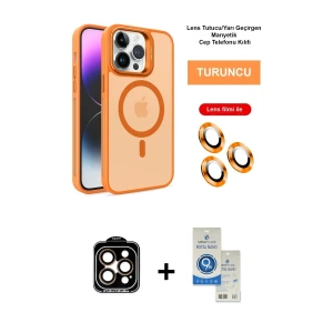 ieg™ iPhone 14 Pro Max Kılıf Akış Form - Şeffaf Royal Nano Ekran Koruyucu + PVD Metal Kamera Lens - TU