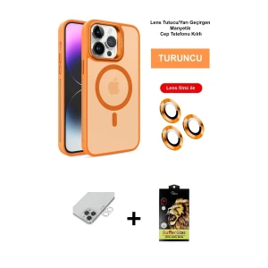 ieg™ iPhone 14 Pro Max Kılıf Akış Form - Siyah Buffer Cam Ekran Koruyucu + Band Metal Kamera Lens - GS