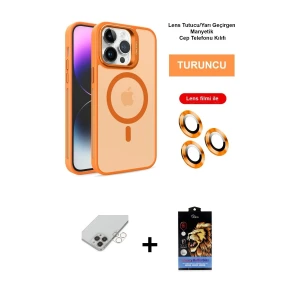 ieg™ iPhone 14 Pro Max Kılıf Akış Form - Siyah Buffer Hayalet Cam Ekran Koruyucu + Band Metal Kamera Lens - GD