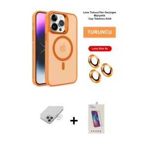 ieg™ iPhone 14 Pro Max Kılıf Akış Form - Siyah Joko 5D Cam + Band Metal Kamera Lens - GD