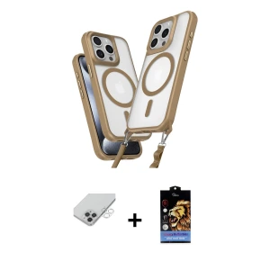 ieg™ iPhone 14 Pro Max Kılıf Atlas Doku Koleksiyonu - Siyah Buffer Hayalet Cam Ekran Koruyucu + Band Metal Kamera Lens - GS