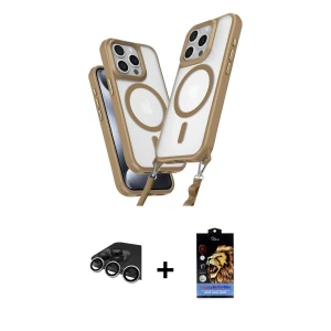 ieg™ iPhone 14 Pro Max Kılıf Atlas Doku Koleksiyonu - Siyah Buffer Hayalet Cam Ekran Koruyucu + Raze Metal Kamera Lens - GS