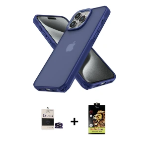 ieg™ iPhone 14 Pro Max Kılıf Atlas Form - Siyah Buffer Cam Ekran Koruyucu + Bilvis Titan Kamera Lens - SH
