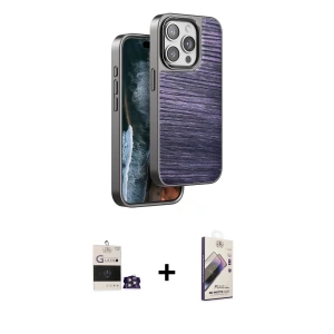 ieg™ iPhone 14 Pro Max Kılıf Atlas Minimal Özel Seri - Siyah Bilvis 3D Mat Cam Ekran Koruyucu + Bilvis Titan Kamera Lens - GS