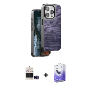 ieg™ iPhone 14 Pro Max Kılıf Atlas Minimal Özel Seri - Siyah Bilvis 5in1 5D Magic Hayalet Cam Ekran Koruyucu + Bilvis Titan Kamera Lens - SH