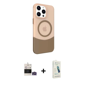 ieg™ iPhone 14 Pro Max Kılıf Çekirdek Asil Özel Seri - Şeffaf Pasifik Cam Ekran Koruyucu + Bilvis Titan Kamera Lens - GS