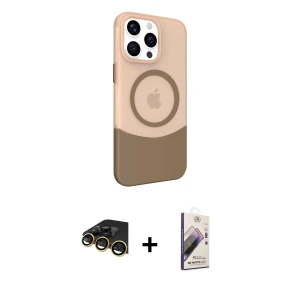 ieg™ iPhone 14 Pro Max Kılıf Çekirdek Asil Özel Seri - Siyah Bilvis 3D Mat Cam Ekran Koruyucu + Raze Metal Kamera Lens - GD