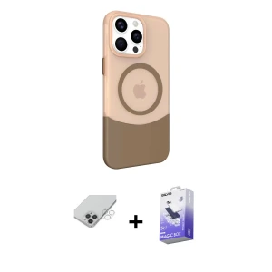 ieg™ iPhone 14 Pro Max Kılıf Çekirdek Asil Özel Seri - Siyah Bilvis 5in1 5D Magic Hayalet Cam Ekran Koruyucu + Band Metal Kamera Lens - GS