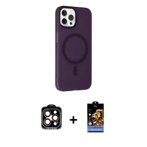 ieg™ iPhone 14 Pro Max Kılıf Çekirdek Modern Prime - Siyah Buffer Hayalet Cam Ekran Koruyucu + PVD Metal Kamera Lens - TU