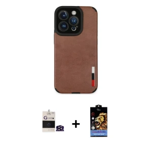 ieg™ iPhone 14 Pro Max Kılıf Doruk Asil Koleksiyonu - Siyah Buffer Hayalet Cam Ekran Koruyucu + Bilvis Titan Kamera Lens - DNMR