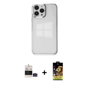ieg™ iPhone 14 Pro Max Kılıf Doruk Doku Prime - Siyah Buffer Cam Ekran Koruyucu + Bilvis Titan Kamera Lens - SH