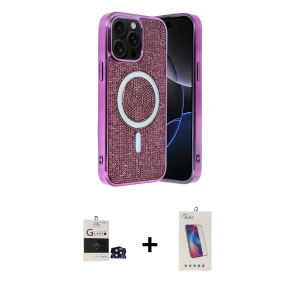 ieg™ iPhone 14 Pro Max Kılıf Eksen Çizgi - Siyah Joko 5D Cam + Bilvis Titan Kamera Lens - SH