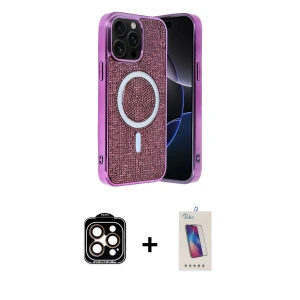 ieg™ iPhone 14 Pro Max Kılıf Eksen Çizgi - Siyah Joko 5D Cam + PVD Metal Kamera Lens - TU