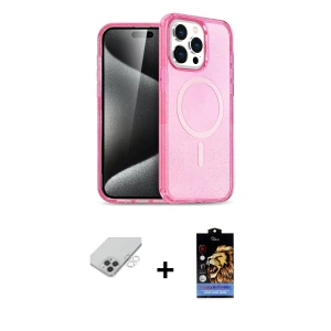 ieg™ iPhone 14 Pro Max Kılıf Eksen Doku Koleksiyonu - Siyah Buffer Hayalet Cam Ekran Koruyucu + Band Metal Kamera Lens - GS