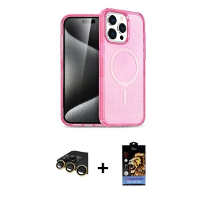 ieg™ iPhone 14 Pro Max Kılıf Eksen Doku Koleksiyonu - Siyah Buffer Hayalet Cam Ekran Koruyucu + Raze Metal Kamera Lens - GD