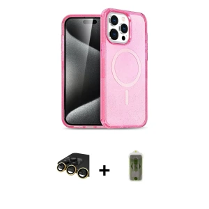 ieg™ iPhone 14 Pro Max Kılıf Eksen Doku Koleksiyonu - Siyah Joko Magic 5D Hayalet Cam + Raze Metal Kamera Lens - GD