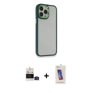 ieg™ iPhone 14 Pro Max Kılıf Eksen Doku Prime - Siyah Joko 5D Cam + Bilvis Titan Kamera Lens - SH