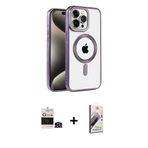 ieg™ iPhone 14 Pro Max Kılıf Eksen Form Koleksiyonu - Siyah Bilvis 3D Mat Cam Ekran Koruyucu + Bilvis Titan Kamera Lens - DNMR