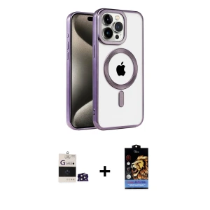 ieg™ iPhone 14 Pro Max Kılıf Eksen Form Koleksiyonu - Siyah Buffer Hayalet Cam Ekran Koruyucu + Bilvis Titan Kamera Lens - DNMR