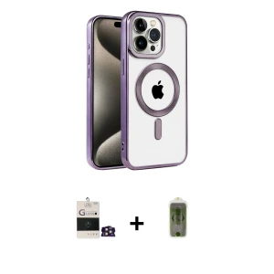ieg™ iPhone 14 Pro Max Kılıf Eksen Form Koleksiyonu - Siyah Joko Magic 5D Hayalet Cam + Bilvis Titan Kamera Lens - GD