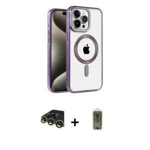 ieg™ iPhone 14 Pro Max Kılıf Eksen Form Koleksiyonu - Siyah Joko Magic 5D Hayalet Cam + Raze Metal Kamera Lens - GD