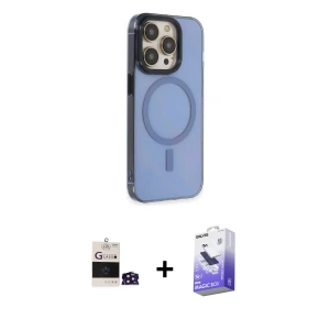 ieg™ iPhone 14 Pro Max Kılıf Eksen Işık Prime - Siyah Bilvis 5in1 5D Magic Hayalet Cam Ekran Koruyucu + Bilvis Titan Kamera Lens - DNMR