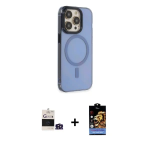 ieg™ iPhone 14 Pro Max Kılıf Eksen Işık Prime - Siyah Buffer Hayalet Cam Ekran Koruyucu + Bilvis Titan Kamera Lens - DNMR