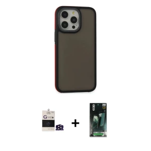 ieg™ iPhone 14 Pro Max Kılıf Eksen Işık - Şeffaf 360 Full Body Arka Koruyucu + Bilvis Titan Kamera Lens - DNMR