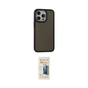 ieg™ iPhone 14 Pro Max Kılıf Eksen Işık - Siyah 6D Mat Seramik Hayalet Nano Ekran Koruyucu