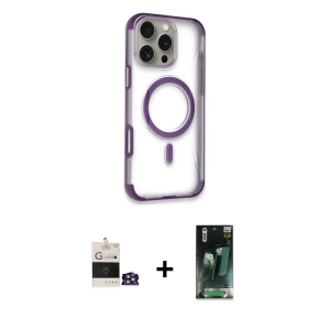 ieg™ iPhone 14 Pro Max Kılıf Eksen Klasik Koleksiyonu - Siyah 360 Mat Full Body Arka Koruyucu + Bilvis Titan Kamera Lens - GS