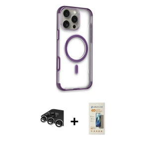 ieg™ iPhone 14 Pro Max Kılıf Eksen Klasik Koleksiyonu - Siyah 6D Mat Seramik Hayalet Nano Ekran Koruyucu + Raze Metal Kamera Lens - GS
