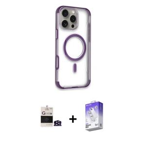 ieg™ iPhone 14 Pro Max Kılıf Eksen Klasik Koleksiyonu - Siyah Bilvis 5in1 3D Magic Cam Ekran Koruyucu + Bilvis Titan Kamera Lens - DNMR